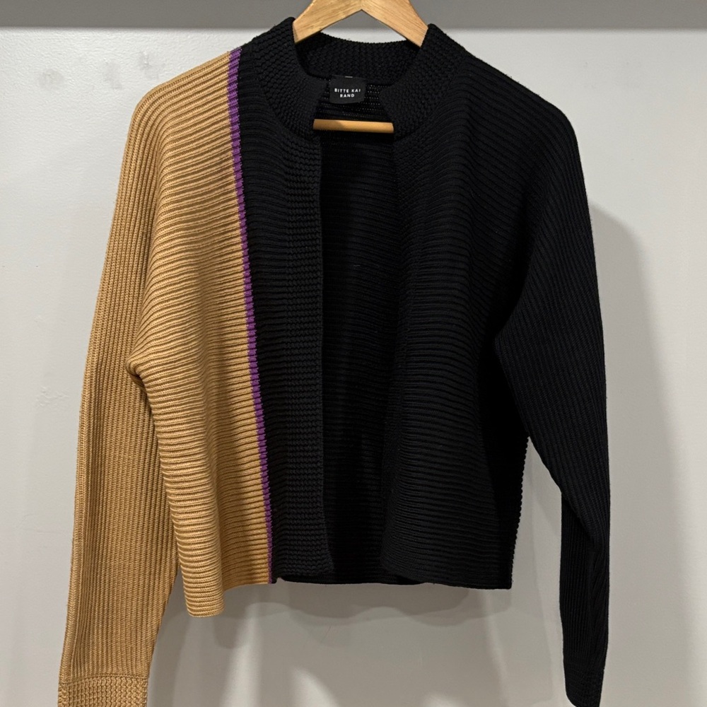 Bitte Kai Rand Merino Wool Blend Open Front Cardigan, Size M